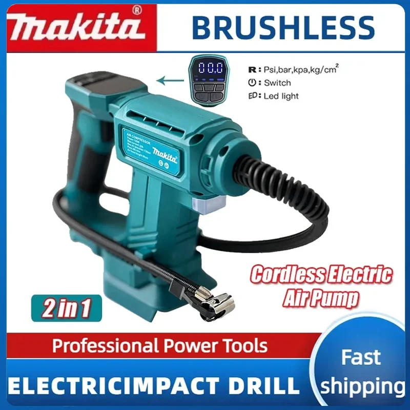 

Makita Cordless Air Pump Portable Car Tire Inflator Air Compressor With Digital Display Inflatable Pump For 18V Bettery