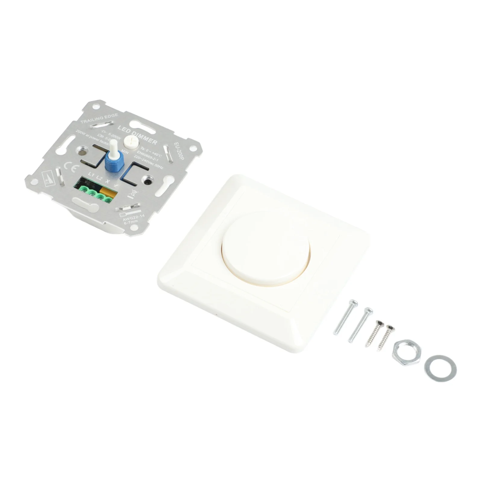 Home Lighting 230V LED Dimmer Smooth Brightness Control Dimming Switch Dimmable 5-200W Overtemperature Protection