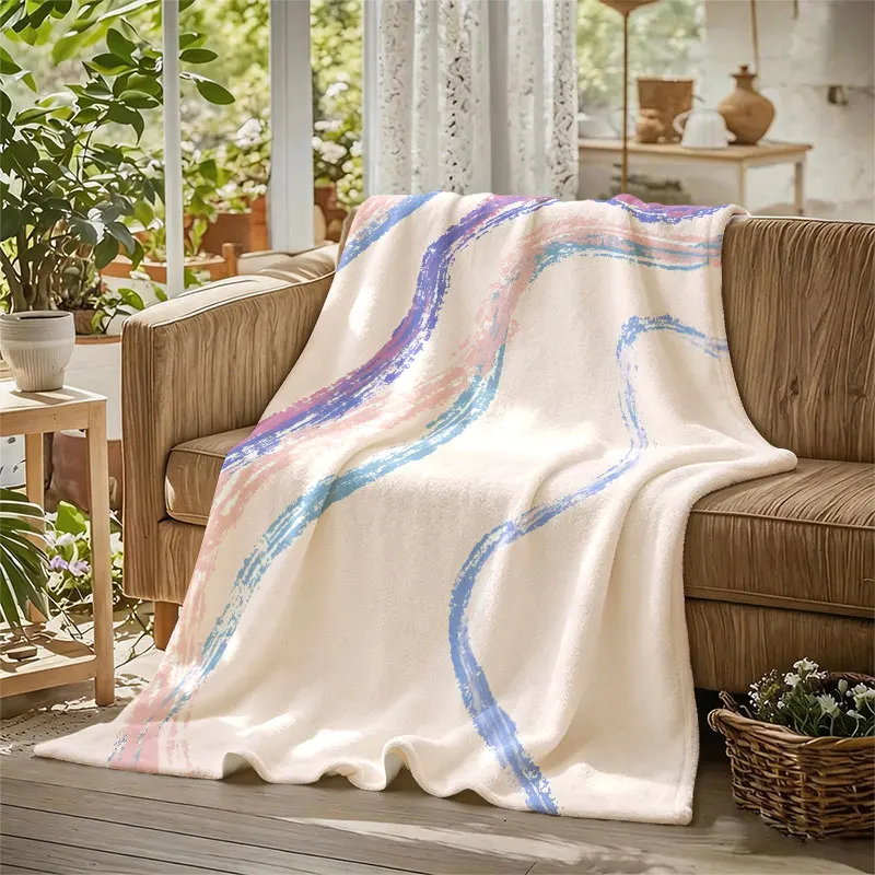 Pastel Brush Streaks Flannel Blanket Warm Soft Halloween Christmas Decorative Couch Warm Cozy All-Season Gift