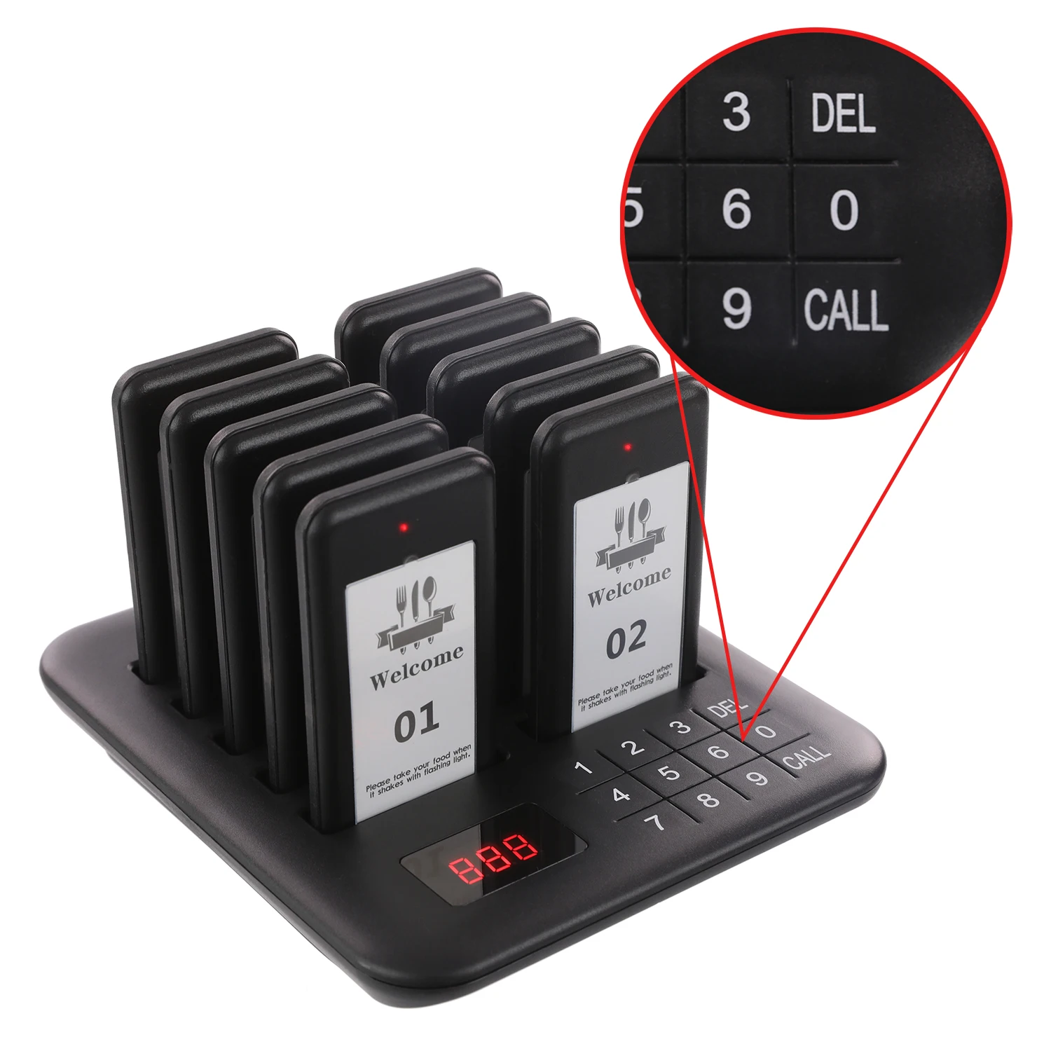 Wirelesslinkx Wireless Restaurant Pager System 10 Pagers Food Truck Buzzer Fast Food Shop Receiver Calling System For Bar Cafe