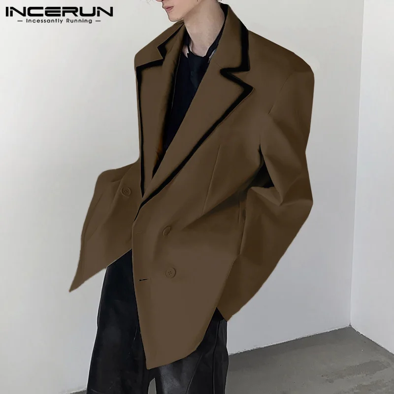 INCERUN Tops 2024 Korean Style Handsome Men\'s Solid Loose Suit Coats Casual Streetwear Male Comfortable Long Sleeved Blazer S-5X