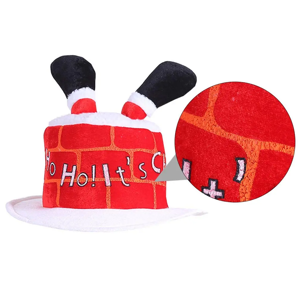 1Pcs Red Chimney Christmas Hat Soft Breathable Party Performance Cap Decorative Xmas Santa Holiday Funny Hat Party Cap