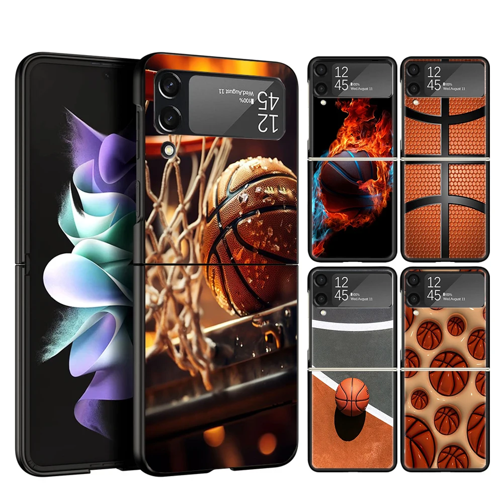 Basketball Basket Play Case Phone Cover for Samsung Galaxy Z Flip 6 5 4 3 5G ZFlip6 ZFlip5 ZFlip4 ZFlip3 Black Hard Trend Fundas