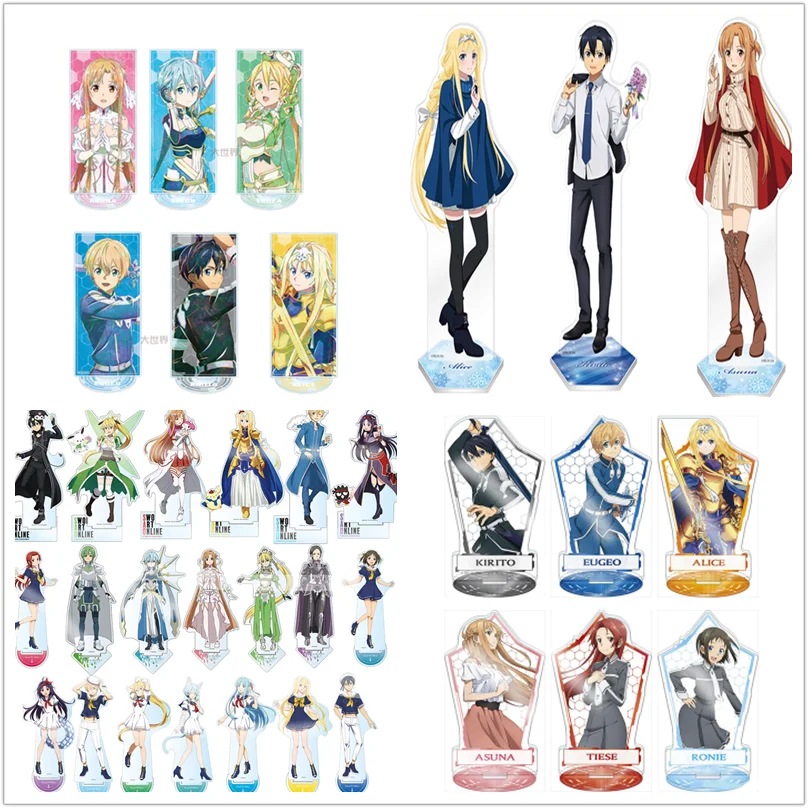 Anime Figure Standing Desk Decor Doll SAO Kirigaya Kazuto Yuuki Asuna Acrylic Stand Model Plate Cosplay Toy