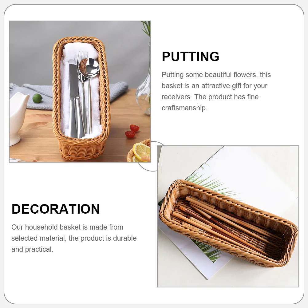 

2pcs Imitation Rattan Woven Basket Kitchen Storage Sundry Organizer Spice Jar Holder Desk Bathroom Counter Home Accessory