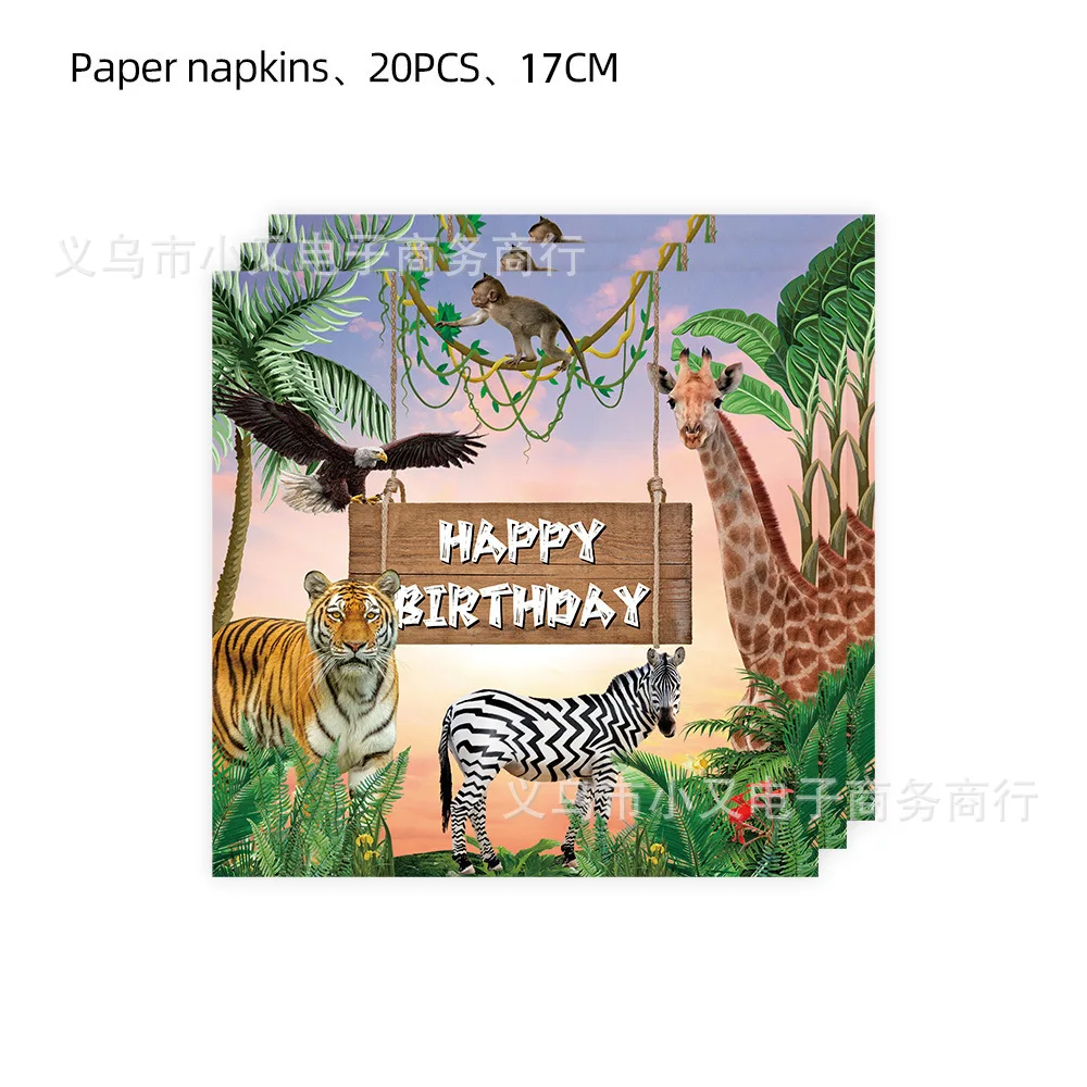 Jungle Disposable Paper Plate Napkin Cup Safari Animal Party Supplies for Baby Shower Safari Jungle Theme Birthday Decoration