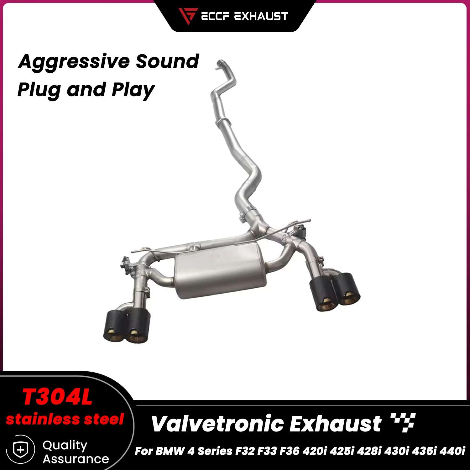 

Valvetronic Stainless Steel Catback Exhaust For BMW 4 Series F32 F33 F36 420i 425i 428i 430i 435i 440i Performance Upgrade