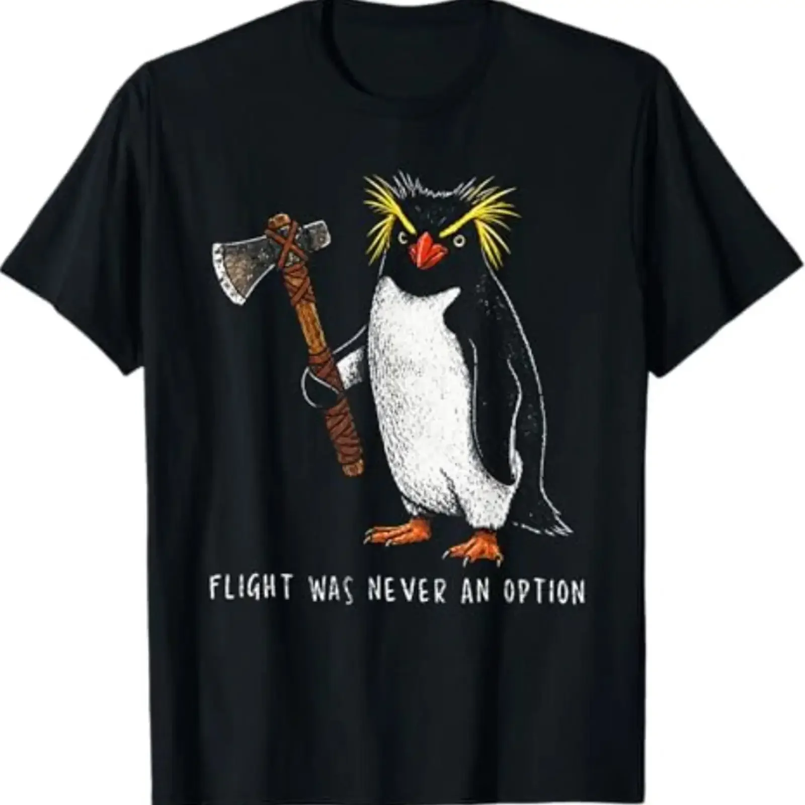 Flight was Never an Option Rockhopper Penguin Knife Meme T Shirt Image 1 of 2 vintage Washed Stylish Unisex graphic streetwear