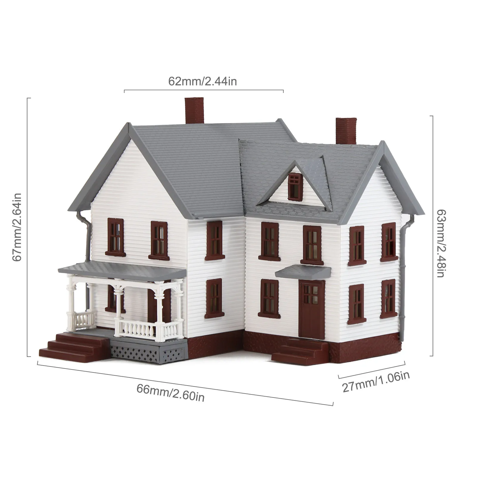 Evemodel JZN5885 N Scale Model Dwelling House Kit Two-story with Porch