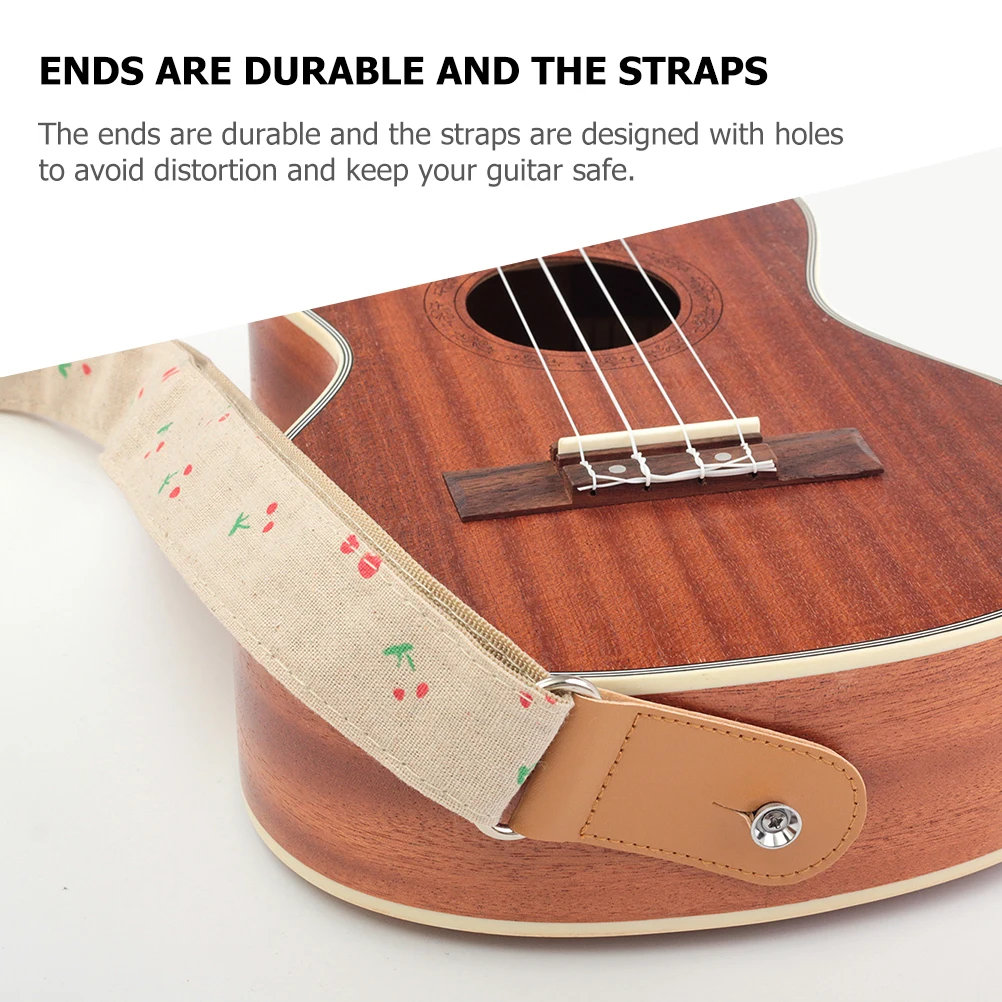 

Ukulele Strap Guitar Straps Belt Decor for Bass Replacement Part Adjustable Folk Cotton Linen Use Vintage