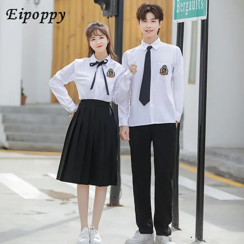 Middle School Student School Uniform Suit British College Style Autumn and Winter Korean Pleated Skirt Women