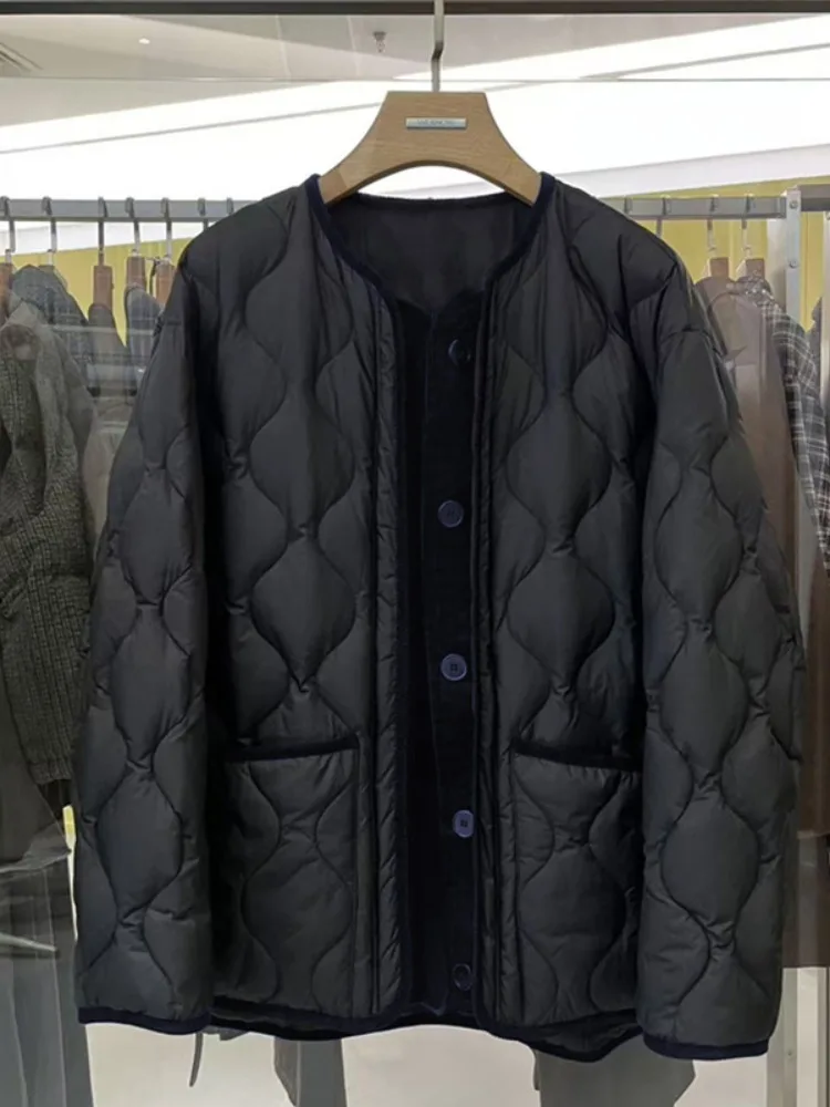 Korean Style Light Weight Quilted Cotton Jacket Women's Short Coat Cotton Inner Fill Warmth Stylish Diamond Pattern Winter Ou...