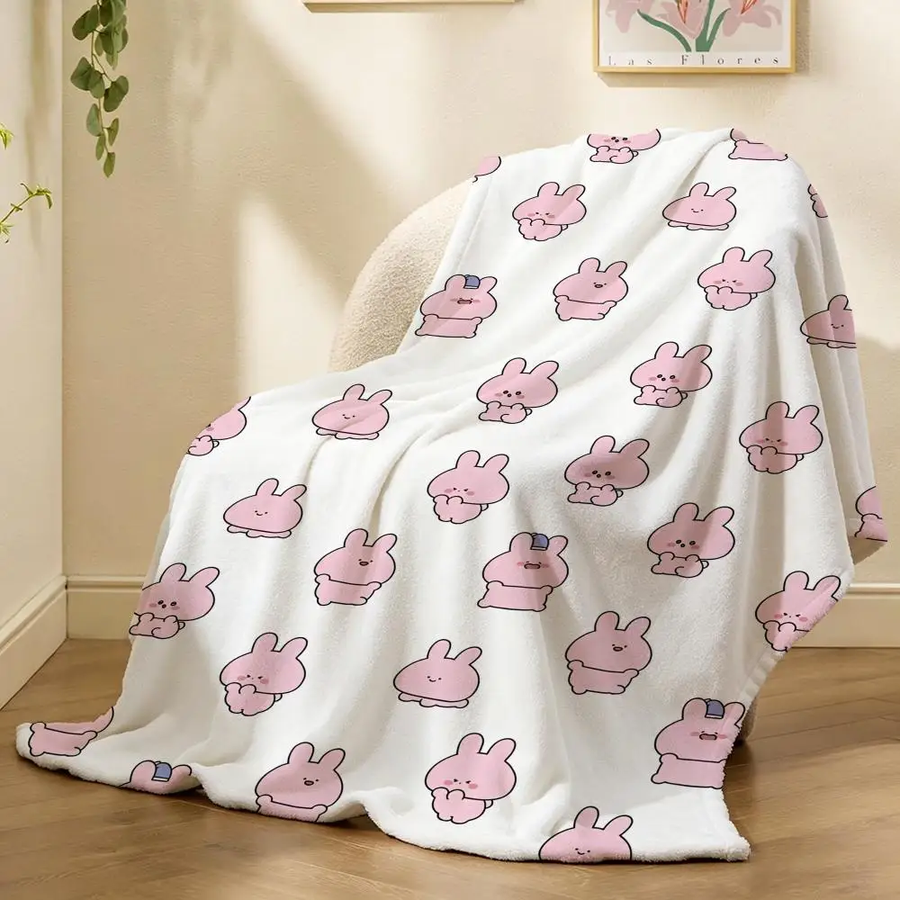 Niedliche A-Asamimichan-Überwurfdecke aus weichem Flanell, leichte, atmungsaktive Sommerdecke für Sofa, Zuhause, Reisen, gemütliche Dekoration