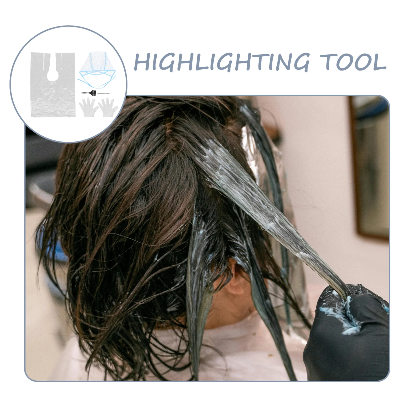 

1Set Disposable Hair Dye Kit Cap Brush Crochet Tie Strap Design for Comfortable Multiple Dye Sessions Hair Color Brush