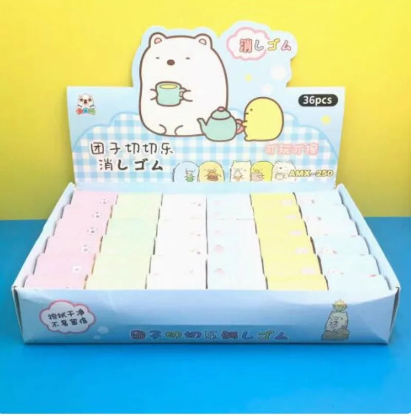 36 pcs/lot Creative Sumikko Gurashi Pencil Eraser Cute Writing Drawing Rubber Pencil Erasers Stationery Gifts School Supplies