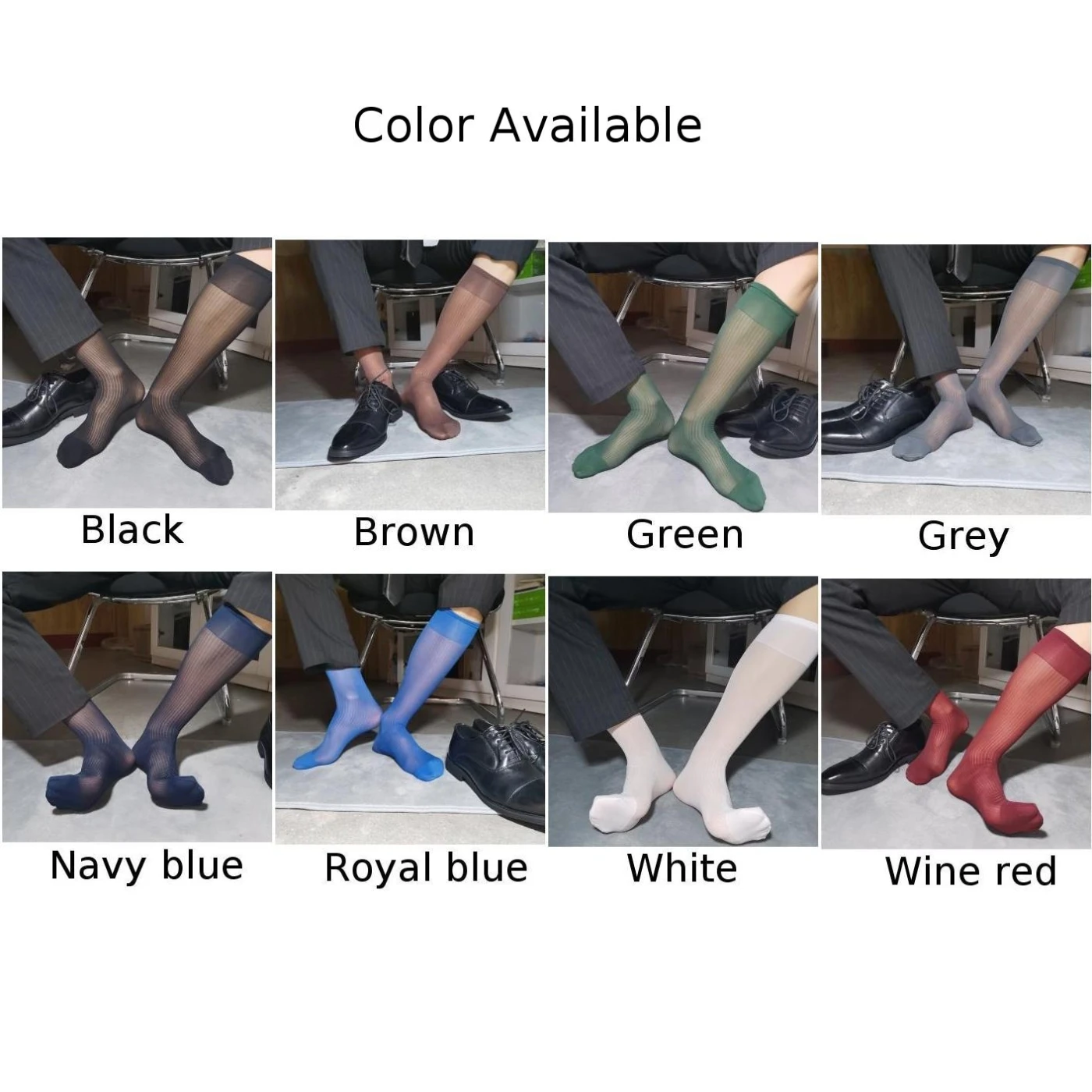 L'article caractéristiques voir à travers des bas transparents pour hommes, chaussettes ultra fines à fines rayures, applicables au sexe masculin