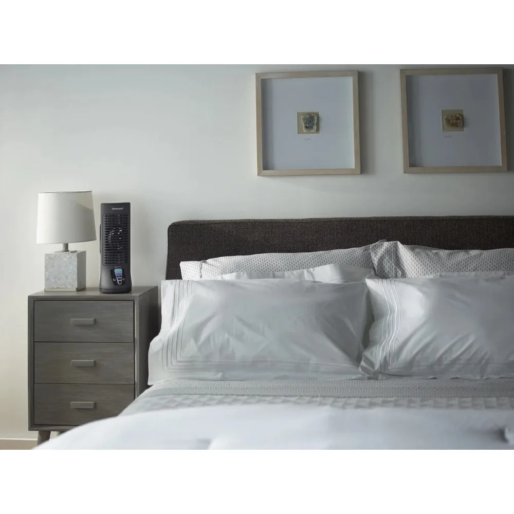 13" Black Oscillating Table Fan, 10ft Air Circulation Power, 4 Speed, Auto Off Timer