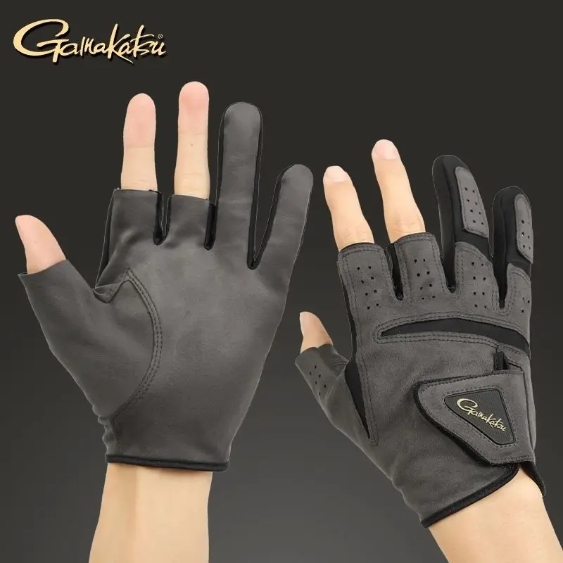 

Spring Summer Gamakatsu Fishing Gloves for Men Women Breathable Five Fingers Three Fingers Fishing Gloves Anti-Slip Anti-Cut