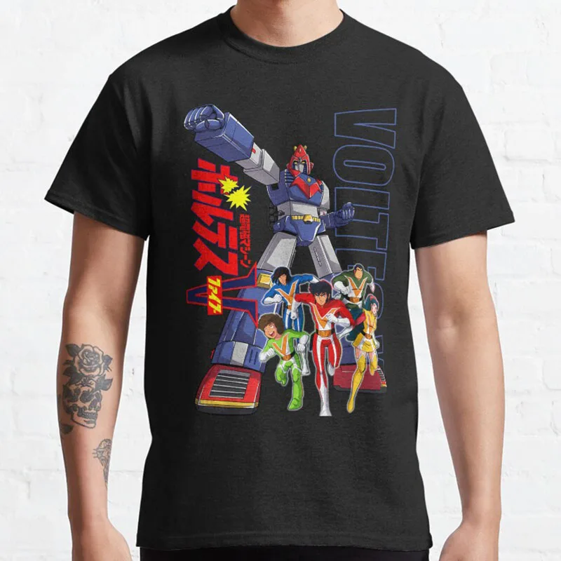 

Vintage 70s Anime Voltes V Robo & Team manga t shirts 100% cotton printed t shirt sci fi robot anime japan robot grendizer tee