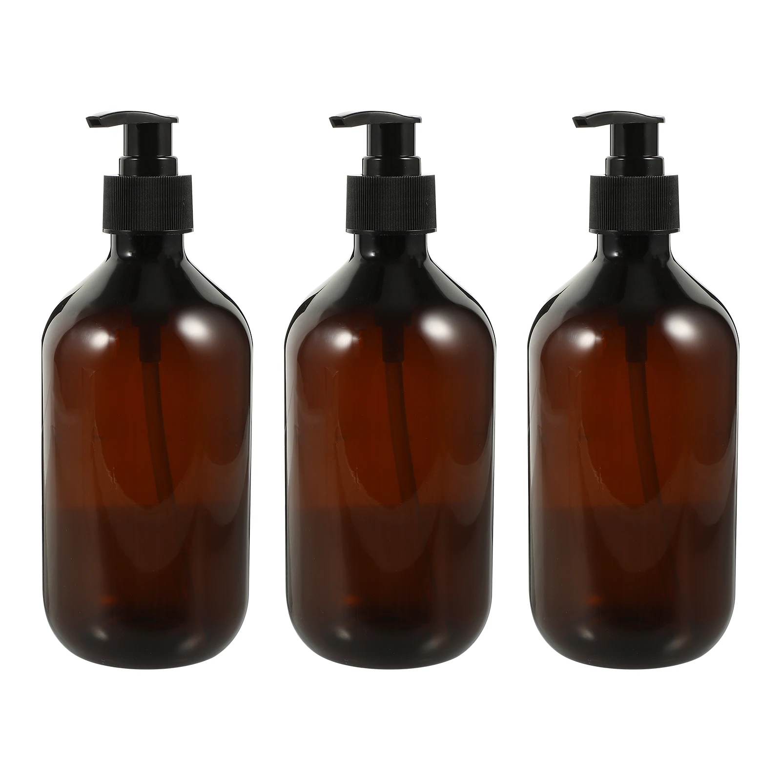 

3pcs 500ml Brown PET Hydraulic Pump Bottle Lotion Dispenser Refillable Shampoo Container for Travel Hotel Body Gel