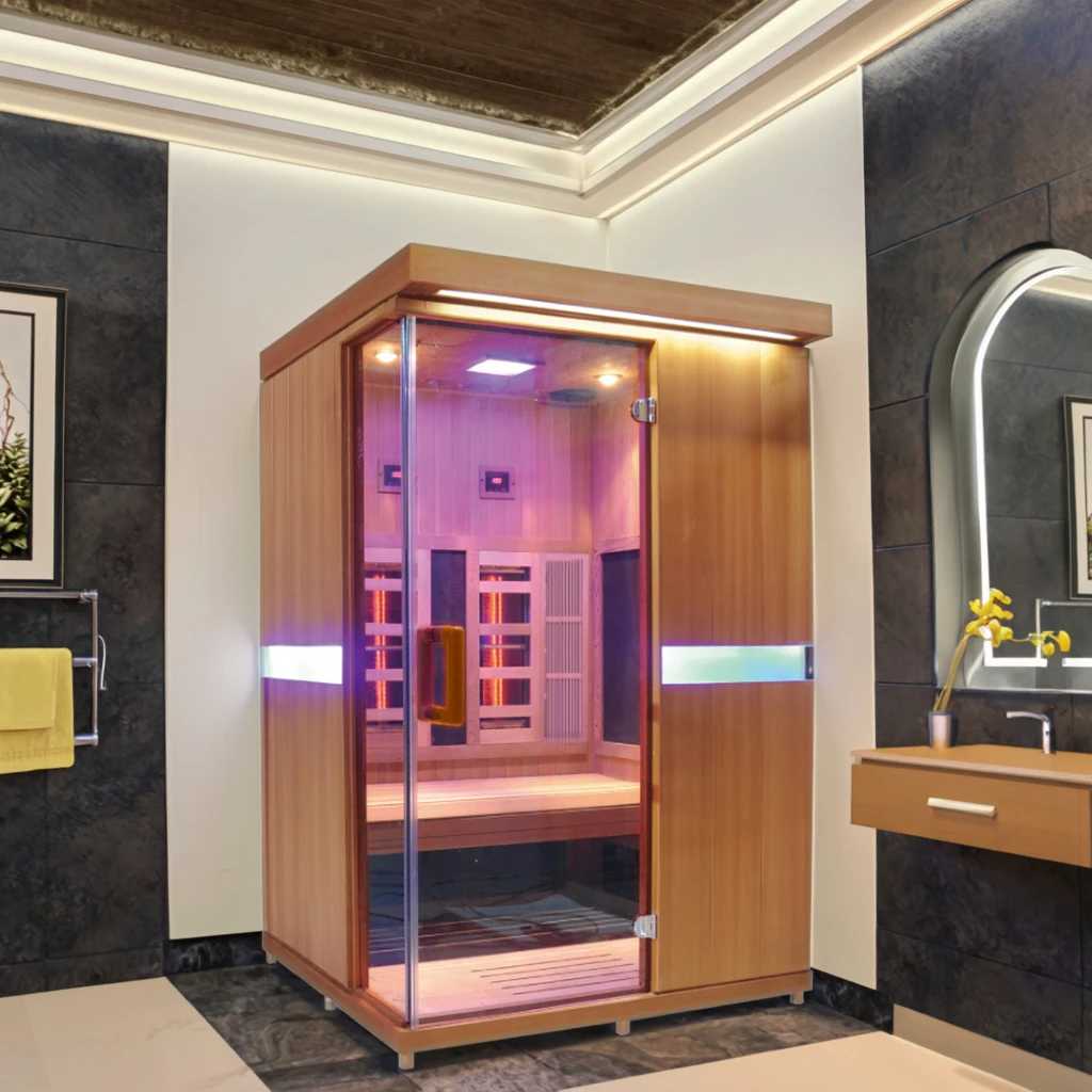 2-Person Home Use Sauna Room with Low EMF Carbon Heater Including Control Panel Accessory
