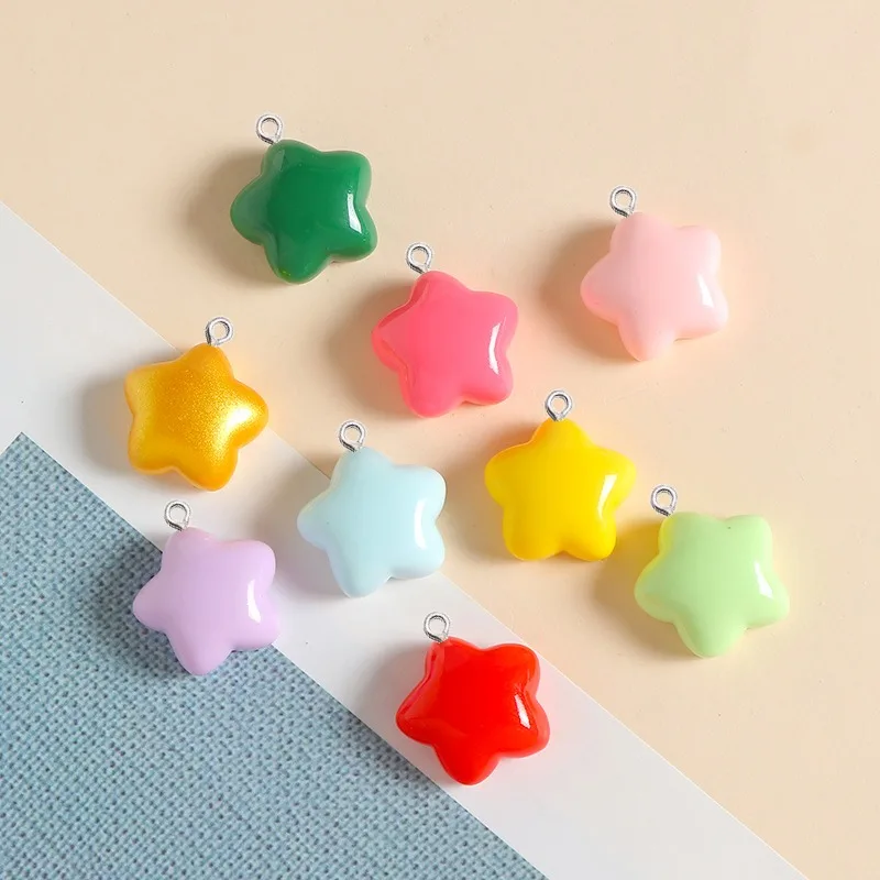10Pcs Colorful Glosssy Star Resin Planar Pendants Charms DIY Jewelry Making Earrings Keychain Bracelet Handmade Craft Supplies