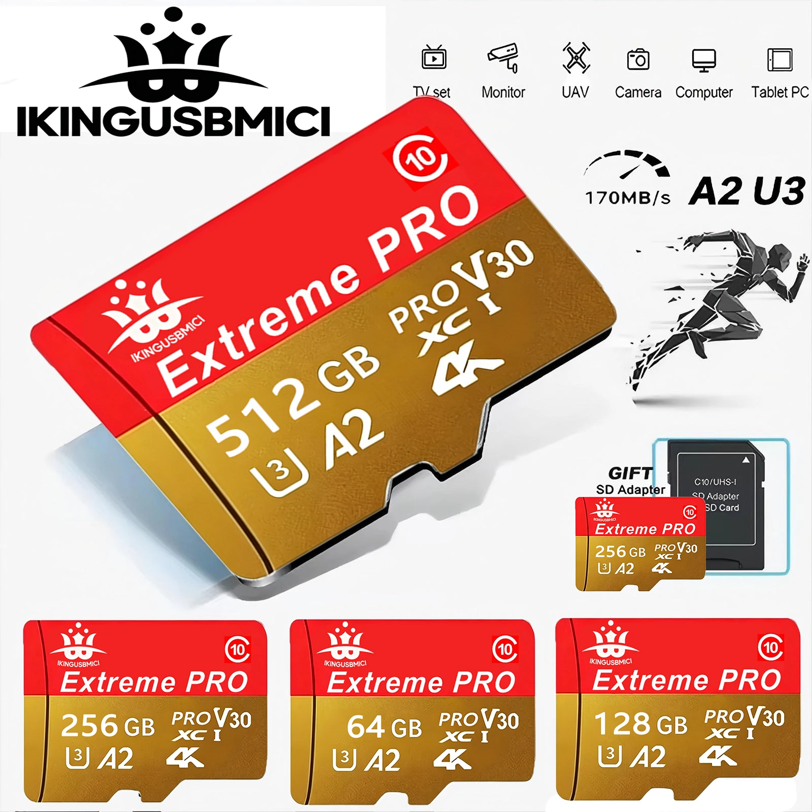 High Capacity Micro TF/SD Card SD Cards TF Cards Memory Card 32GB 128GB 512GB U1 V10 for Driving Recorder Surveillance Camera