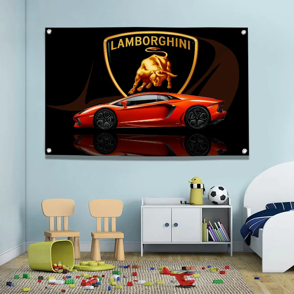 L-Lamborghini Funny Flag Pole Home Decoration Custom Flags for Bedrooms Colombia Decor Home Christmas Supplies Blm Inter