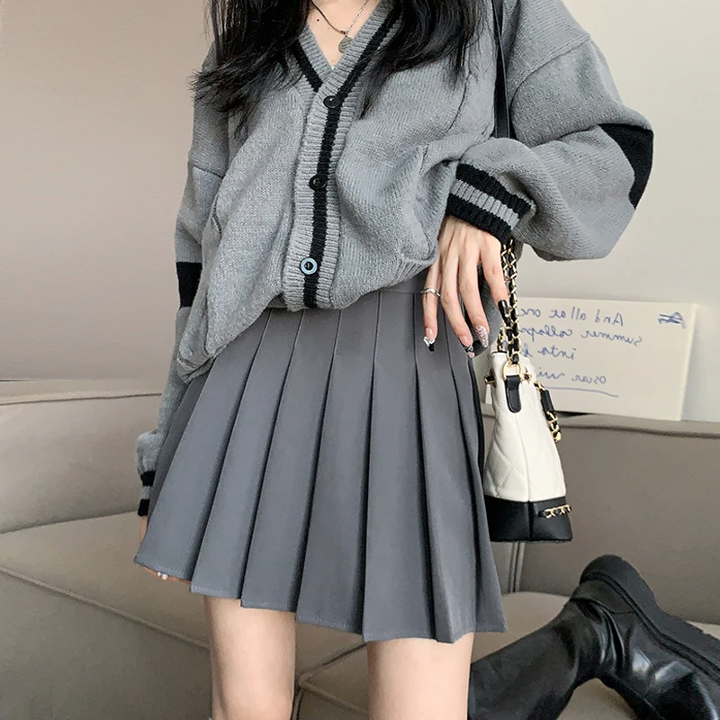

plus Size Women's Autumn Faion High Waist A-Line Skirt Suit ort Skirts Anti-Light Pleated f Body Skirts