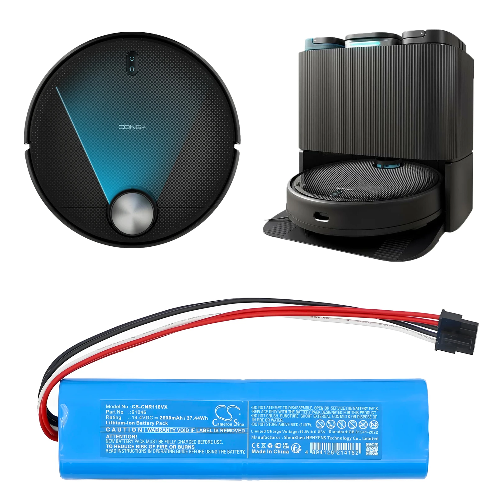 Image of Ersatz-Akku 14,4V 2600mAh/3350mAh für ETA 7243 Aquilo Pro, Cecotec Conga 11090, Rockstar Deepclean Max