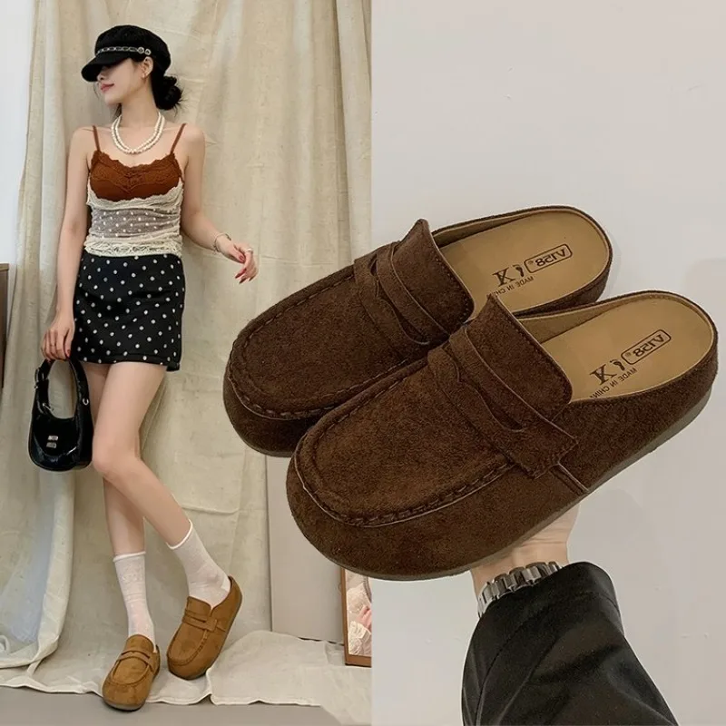 Damen Loafer-Stil Birken Mules aus Wildleder, geschlossene Zehenpartie, Slip-On Clogs, dicke Sohle, lässige Pantoletten, modische Sommer-Outdoor-Sandalen für Damen – Detail 3