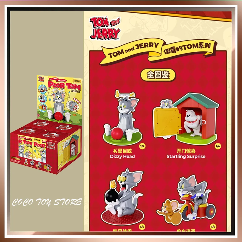 Genuine 52toys Tom And Jerry Bad Luck Blind Box Movable Wind-Up Toy Gift  Action Figure Cute Kawaii Figurine Toy Gift