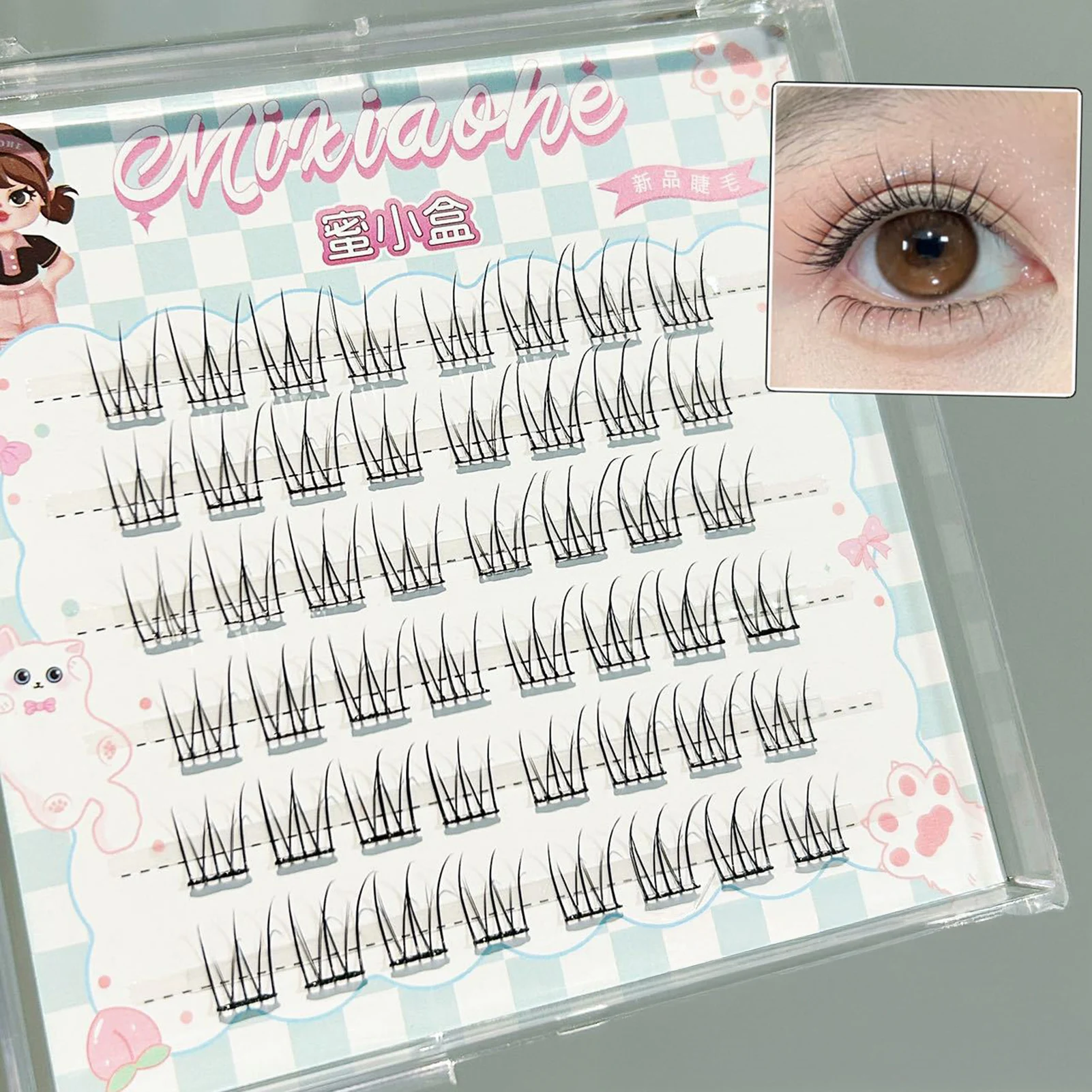 6/10 Rows Natural Look False Eyelashes C Curl Synthetic Fiber Korean Style Lashes For Daily Makeup Clear Sense Fake Eye Lash Set