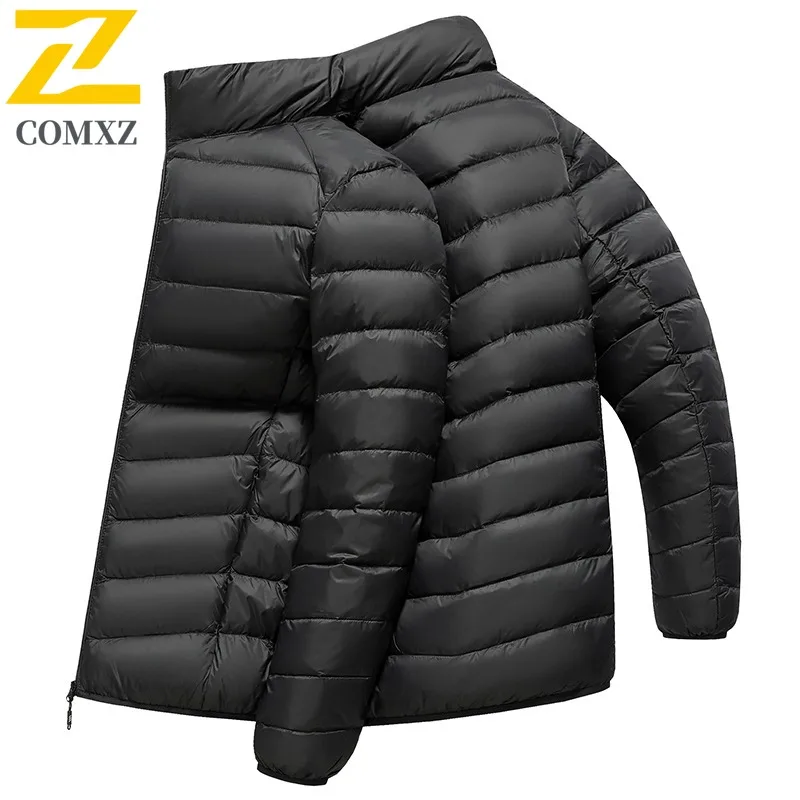 COMXZ Chaqueta corta de plumón informal con cuello levantado para exteriores, Parka de protección contra el frío y la nieve, ropa de invierno a prueba de viento con plumón de pato blanco a la moda