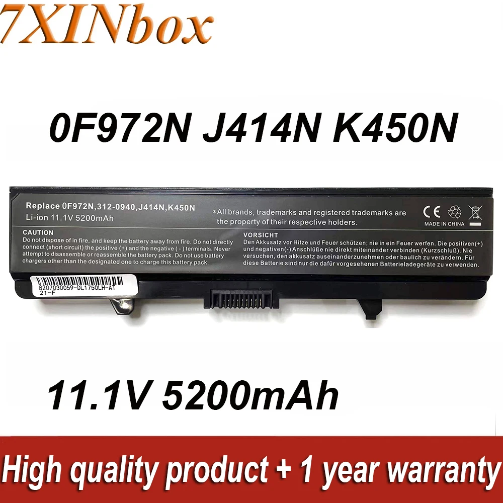 7XINbox 0F972N 312-0940 J414N K450N 11.1V 5200mAh Laptop Battery For Dell  Inspiron 1440 1750 Series Laptop Computer