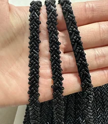 1/5Yards 7mm Black Beaded Lace Fabric Trim Ribbon Clothing Decoration Trimming Fringe Wedding Dress DIY Sewing Accessories