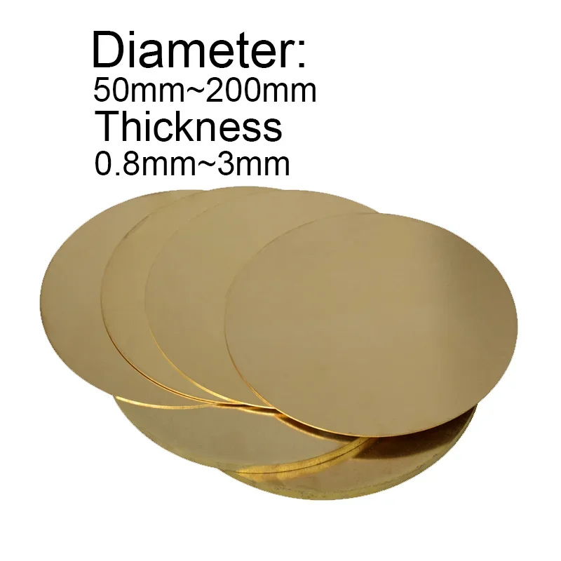 1~10 Pcs Brass Round Circle Disc Plate Diameter 50mm~200mm Thickness 0.5mm~3mm Brass Parts Cutting Brass Gasket Round Plate