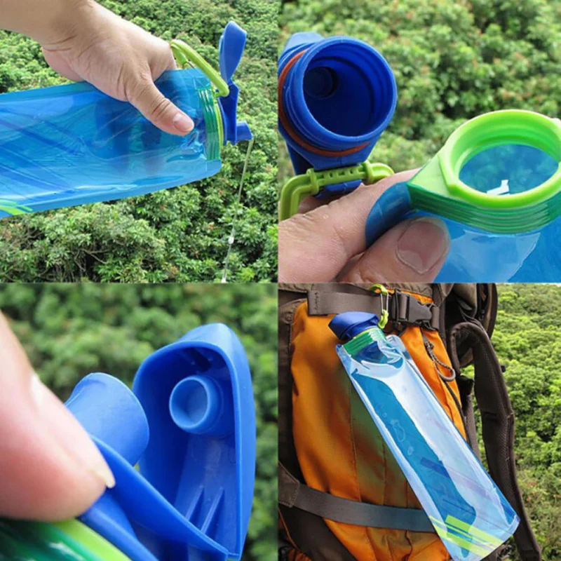 700ml Hiking Camping Reusable Portable Ultra-Light Outdoor Sports Drop Transport Water Bags Foldable Soft Water Bag