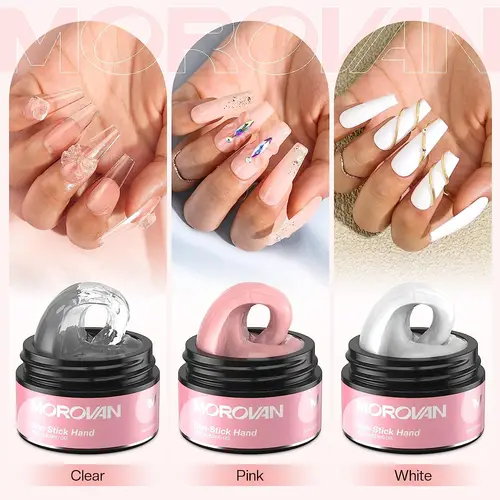 Imagen 2 del producto Gel de uñas Solid Builder-1/3 colores Gel duro de construcción sólido no pegajoso para uñas Gel de extensión de uñas de larga duración de modelado sólido 3D