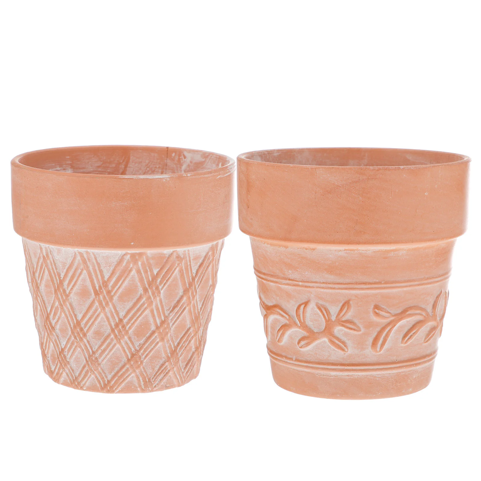 

2 Pcs Terracotta Flower Pot Pots Creative Flowerpot Table Carved Gardening Ceramics Succulents Plant