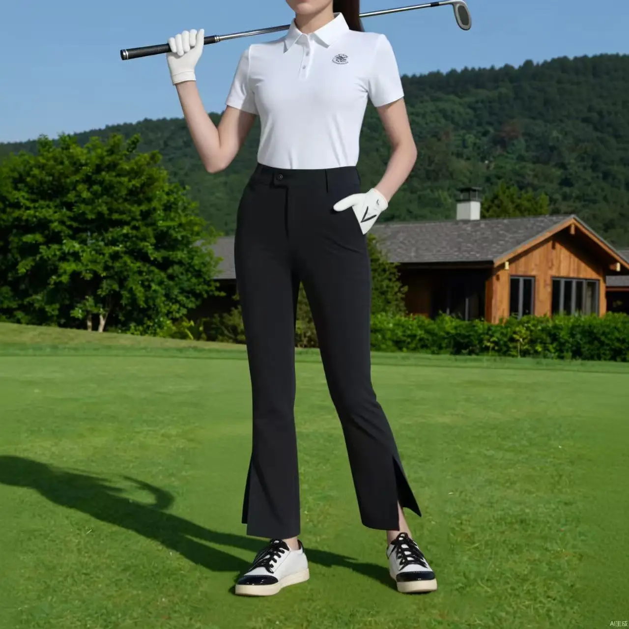 Summer Golf Women's Pants Long Trousers High Elasticity Bell Bottom Split Design Slimming White Sporty Trousers for Ladies