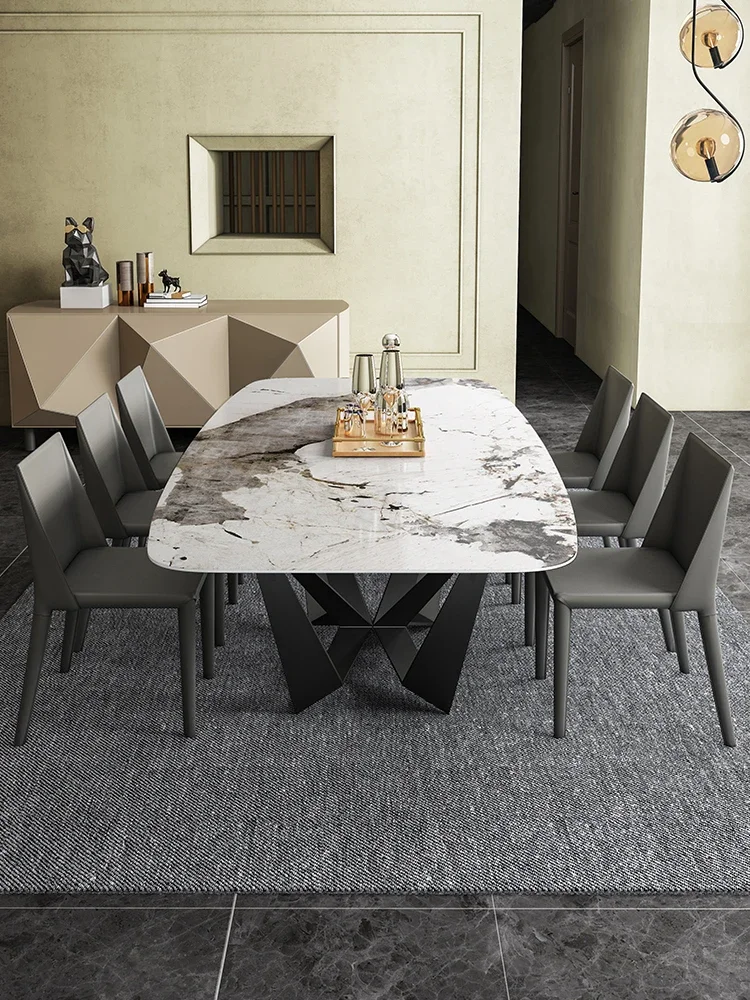 Mesa de comedor Rectangular, mesa de mármol de lujo, moderna y sencilla, apartamento pequeño