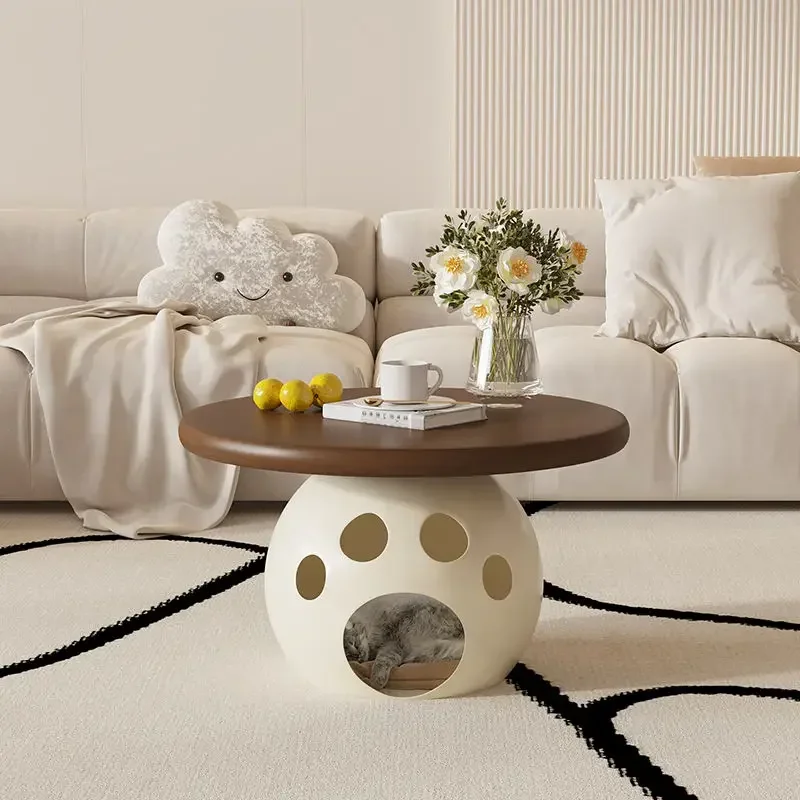 

Nordic cream style solid wood cat nest home bedroom living room pet shop Internet celebrity modern light luxury round advanced c