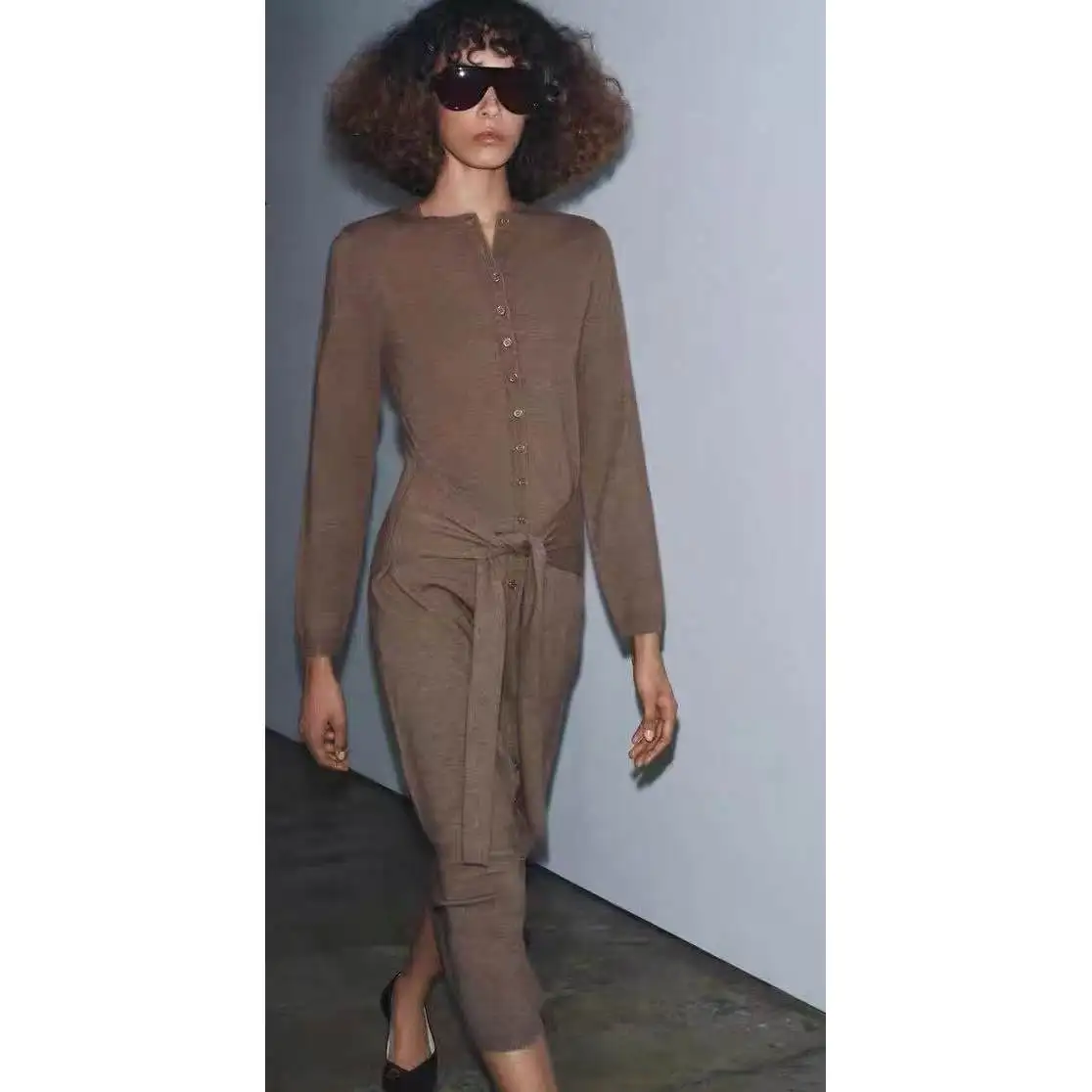 Faionable runde Ne Gestrickte Dr mit Gürtel Herbst Winter Neue Ankunft frauen Polyester Faser Gerade Rohr Rock Lange Sve