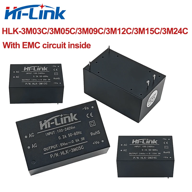 Hi-Link EMC Type 3W 3.3V/5V/9V/12V/15V/24V 220V HLK-3M03C/3M05C/3M09C/3M12C/3M15C/3M24C AC DC Isolated Power Supply Module