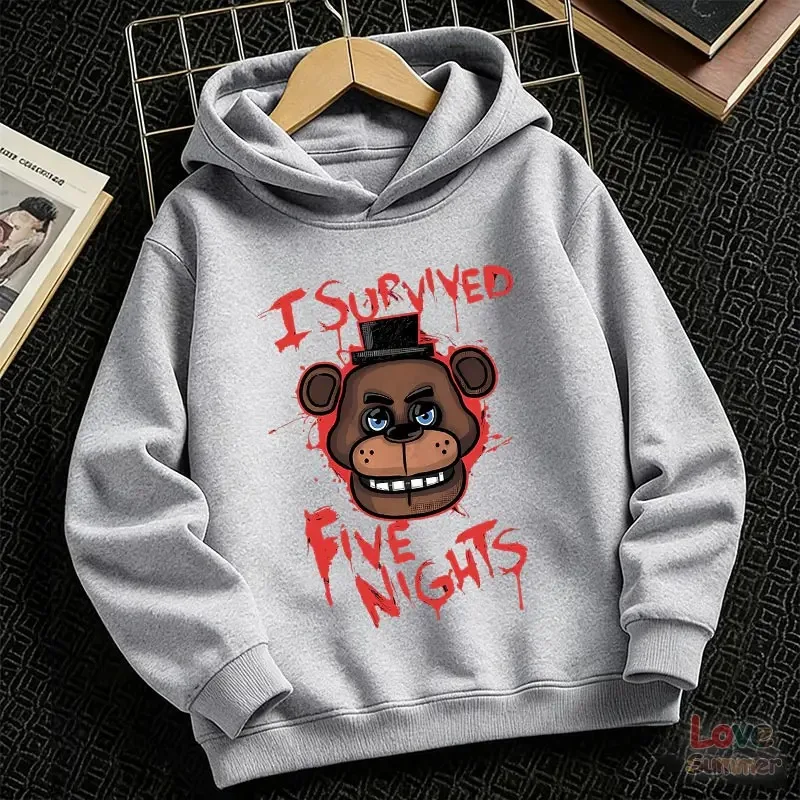 FNAF Freddy Bear Grafik-Kapuzenpullover – Gruseliges Blutstropfen-Design mit Zylinderhut, perfektes Geschenk für Gamer und Halloween – Detail 6