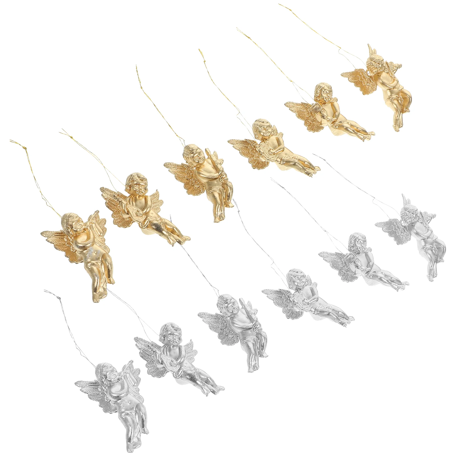 12 Pcs Angel Christmas Tree Decoration Pendant Hanging Label Xmas Ornament Resin Figurines