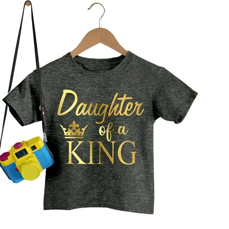 2024 Father of Princess Daughter of King Print T Shirt Lovely Daddy and Me Outfit Family Matching Outfits Dad Baby Girl Summer