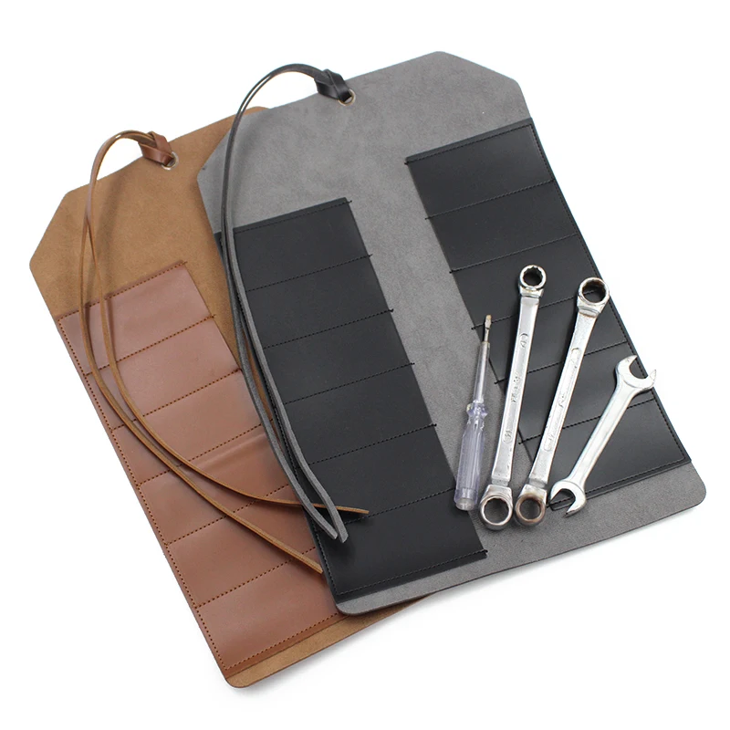 Leather Tool Roll Up Pouch - Leather Tool Wrench Roll/Chisel Bag