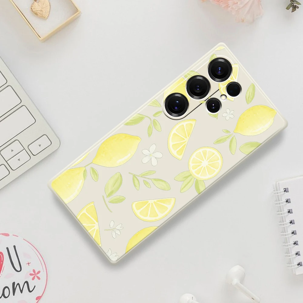 Fresh Lemon Pattern Phone Case For Samsung Galaxy S25 S24 S23 S22 S21 S20 Ultra Plus S23 FE S21FE S20FE S10 Plus Silicone Cover